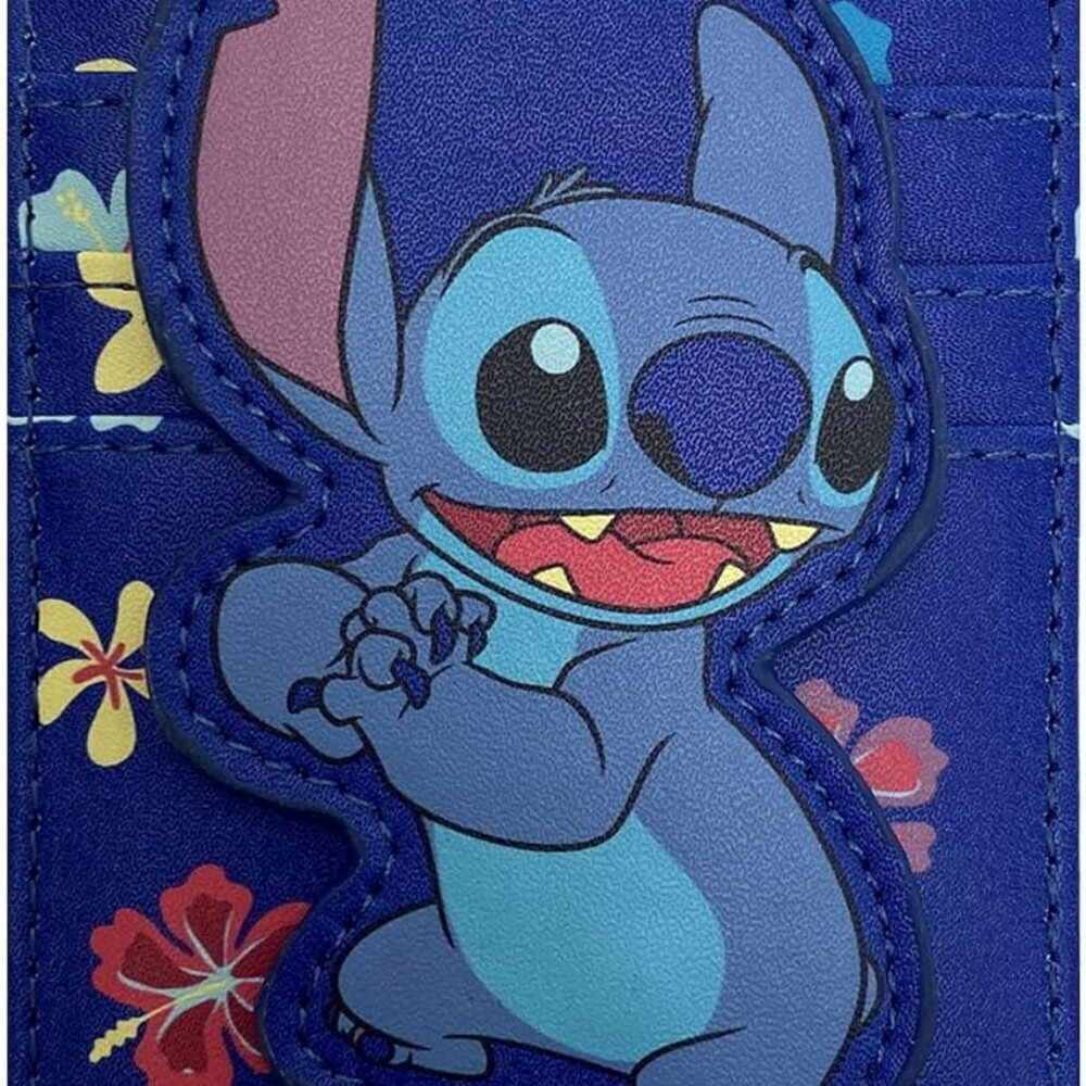 Women’s Faux Leather Card Holder Wallet Slim Compact Stitch Blue